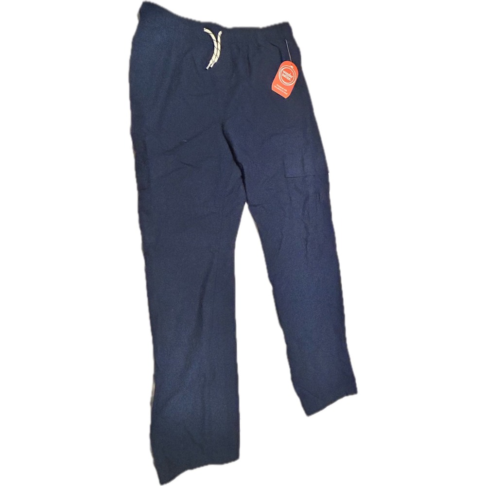 Wonder Nation Poplin Cargo Pants Boys XXL 18 Blue Cove NEW Drawstring Cotton